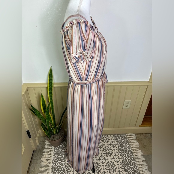Lily Rose | Striped Off-Shoulder High Low Romper | Size L - Picture 4 of 13